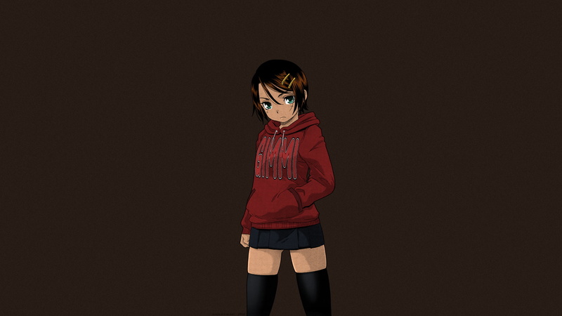 short hair, 1080P, anime, anime girls, tomboys, short skirt, Momonosuke, green eyes, manga, stockings, brunette