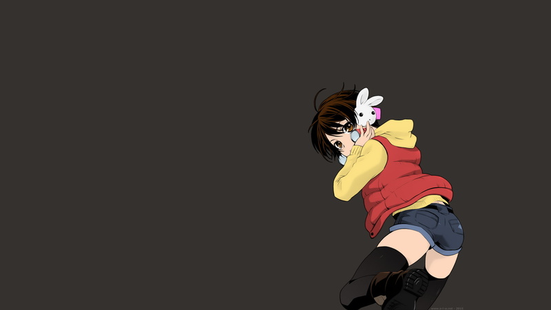1080P, anime, sport, Nozomu Ashika, effort, brunette, clothing, short hair, jean shorts, indoors, black background, leisure activity, lifestyles, activity
