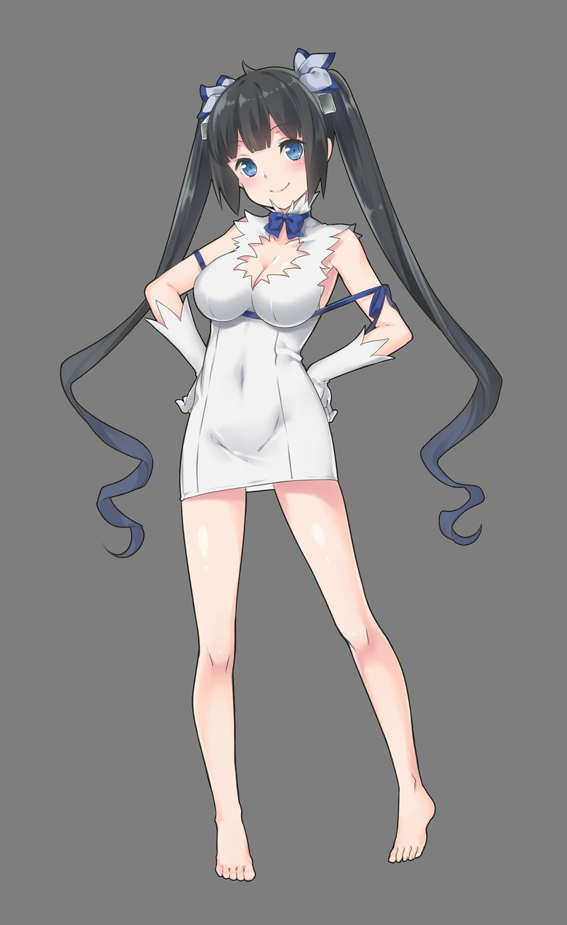 fashion, full length, hairstyle, portrait, hair, adult, front view, beauty, 1080P, gray background, clothing, simple background, young women, Dungeon ni Deai wo Motomeru no wa Machigatteiru Darou ka
