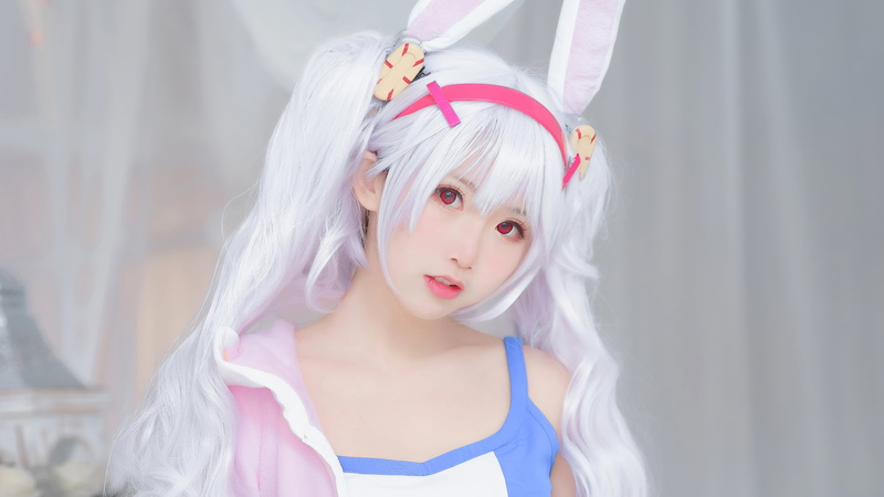 Zelizer Mbxer, cosplay, women, Asian, Laffey (Azur Lane), bunny ears, 4K