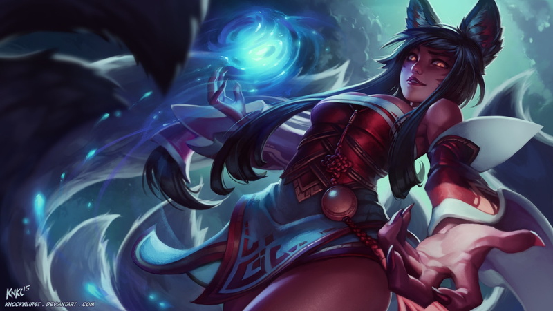 bunny ears, digital art, fox girl, DeviantArt, League of Legends, 1080P, video games, Ahri