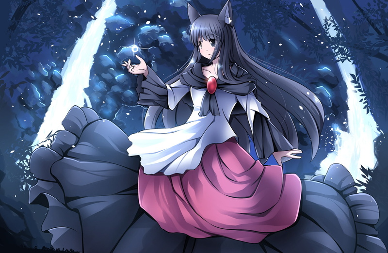 real people, young adult, touhou, digital composite, fashion, people, waterfall, forest, standing, art and craft, adult, clothing, imaizumi kagerou, dancing