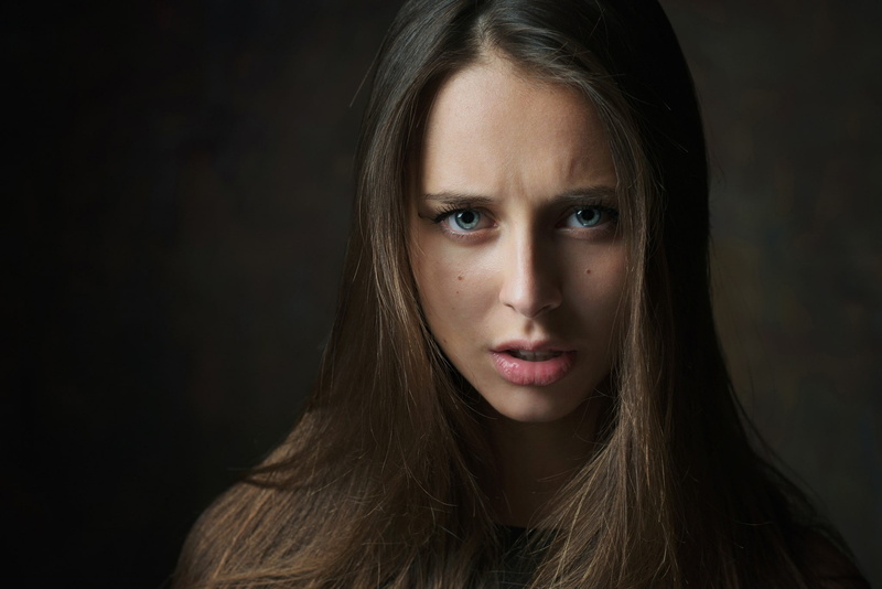 1080P, Olesya Grimaylo, face, blue eyes, portrait, women