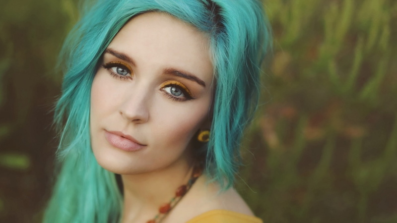 women, 1080P, model, outdoors, women outdoors, blue hair, teal hair