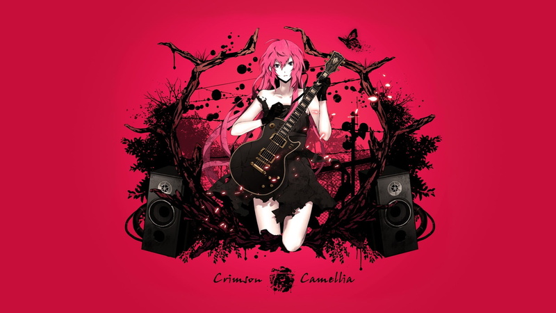 rock music, studio shot, music, technology, input device, pop musician, red background, microphone, Megurine Luka, musician, hairstyle, Vocaloid, indoors