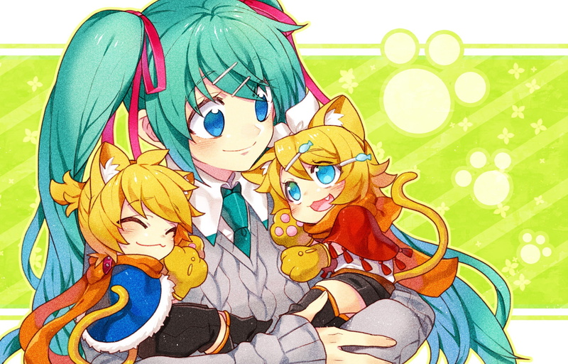 anime girls, Hatsune Miku, Vocaloid, 1080P, Kagamine Len, Kagamine Rin, green hair, anime