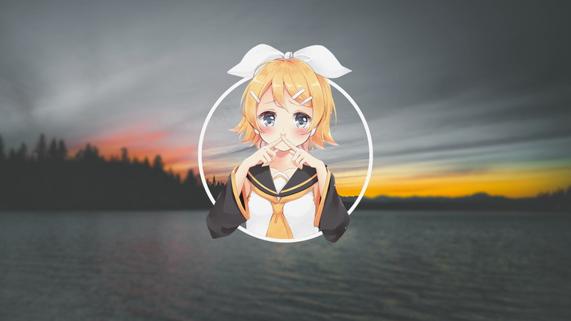 picture-in-picture, cloud - sky, skull, outdoors, front view, one person, disguise, lake, sunset, fun, sky, animal, art and craft, mask, Kagamine Rin, anime girls