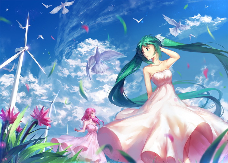 Vocaloid, 720P, Hatsune Miku, Megurine Luka, anime girls, anime