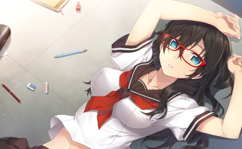 anime girls, anime, original characters, school uniform, meganekko, glasses, 720P