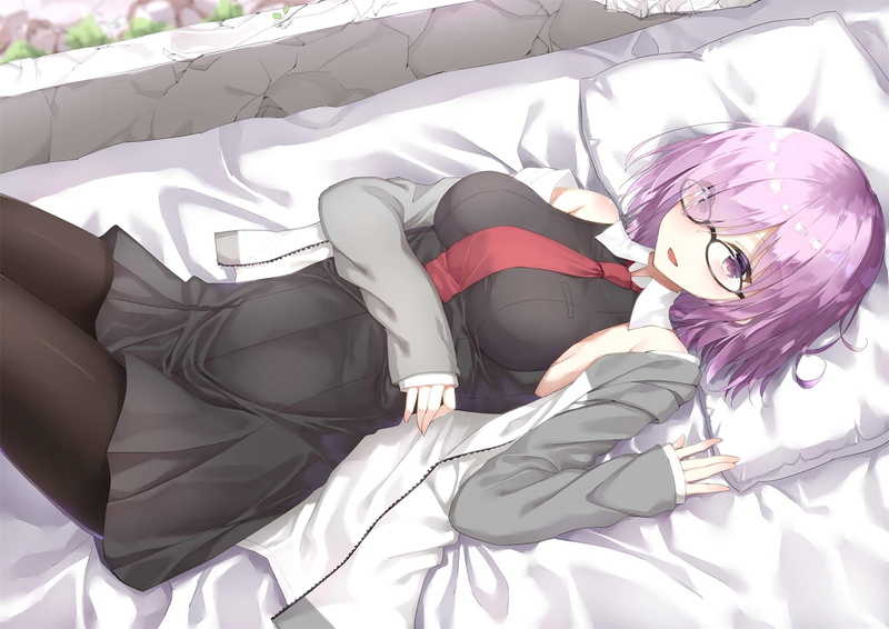 eyeglasses, portrait, glasses, leisure activity, casual clothing, lying down, furniture, one person, Anime, women, 720P, hairstyle, young women, lifestyles