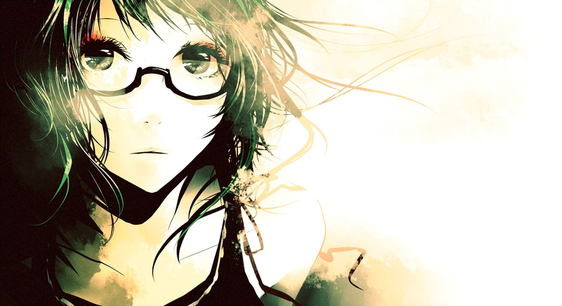 women with glasses, glasses, anime, anime girls, 1080P, Vocaloid, face, meganekko, Megpoid Gumi, simple background