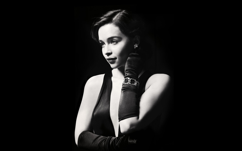 black background, brunette, real people, hairstyle, waist up, gloves, portrait, beauty, young adult, glamour, 4K, looking at camera, studio shot, monochrome