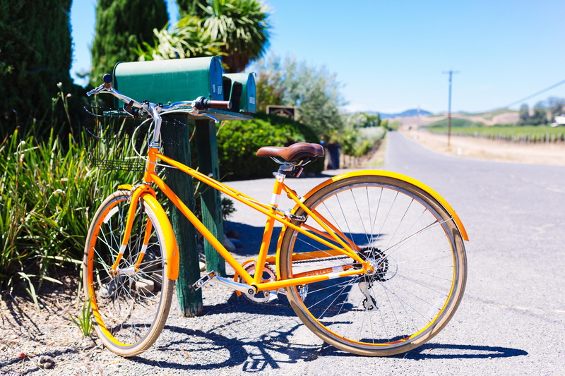 land vehicle, mode of transportation, stationary, napa, city, transportation, summer, street, napa valley, carneros bikes, travel, tree, no people