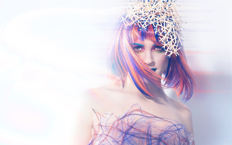 1080P, haired, Girl, Colorful, pink, Picture, Creative, Matches, Portrait, purple, red, woman
