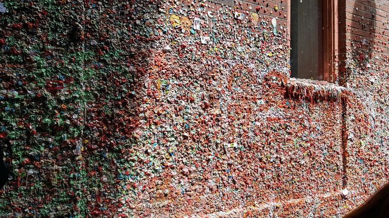 seattle, visit, wall - building feature, germs, attraction, landmark, gumwall, 4K, fun, downtown, washington, full frame, abundance, vacation, outdoors