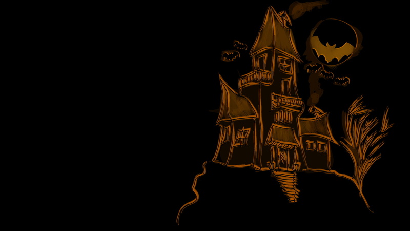 building, black background, illustration, house, holiday, halloween, 1920x1080, the past, sky, craft, copy space, nature, spirituality, built structure