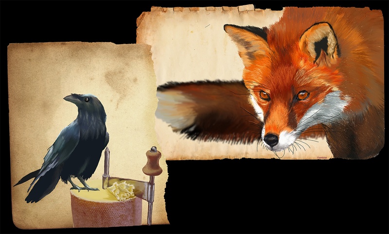 domestic animals, 1080P, bird, cut, auto post production filter, fox and crow, animal, nature, wall - building feature, tête de moine, animal head, raven