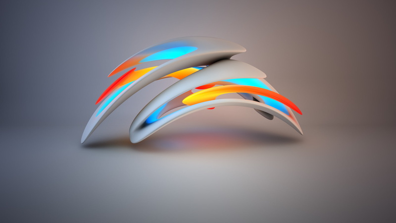 multicolored, 3d, blue, 2K, digital, background, gray, orange, yellow, 4k