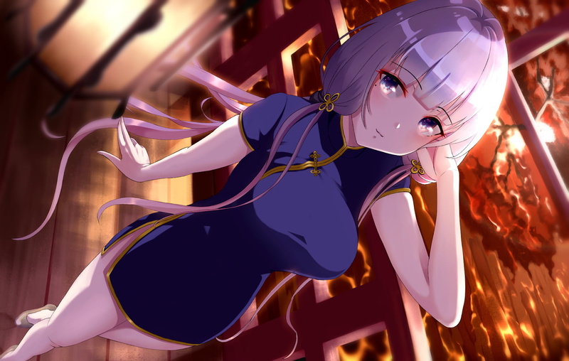 smiling, Illustrious (Azur Lane), anime girls, white hair, Azur Lane, Akira Shiun, dress, 720P