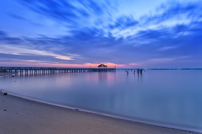 the sky, scenics - nature, water, pierce, tranquil scene, horizon, no people, sky, nature, beauty in nature, clouds, calm, blue, outdoors, Virginia, Bay