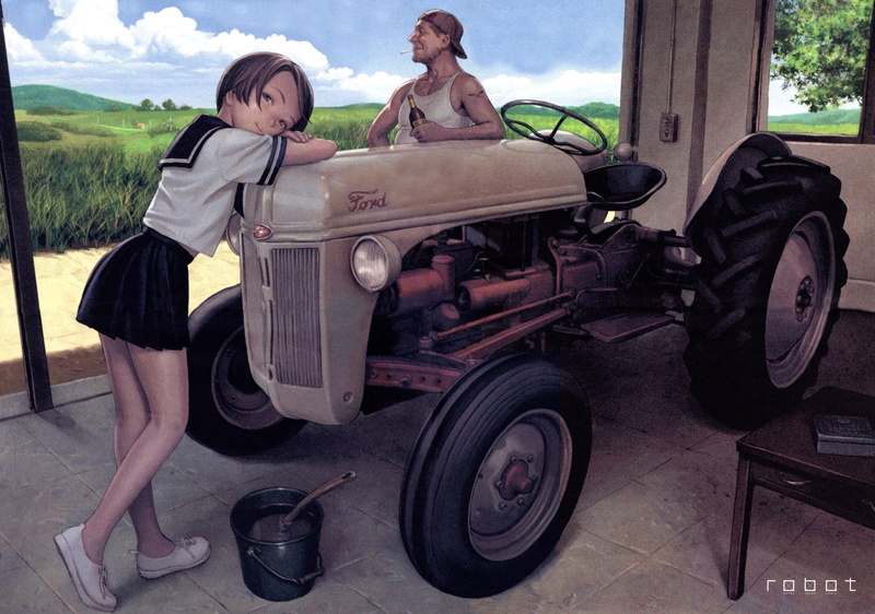 tractors, Murata Range, original characters, 1080P, school uniform