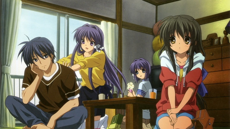 Fujibayashi Kyou, sitting, real people, art and craft, front view, creativity, anime girls, Clannad, lifestyles, casual clothing, childhood, indoors, group of people