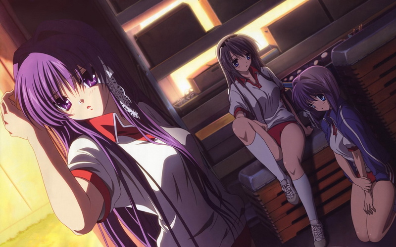 Tomoyo Sakagami, Sitting, Anime, Ryou Fujibayashi, Clannad, Shorts, Kyou Fujibayashi, Girl, 1080P, Socks