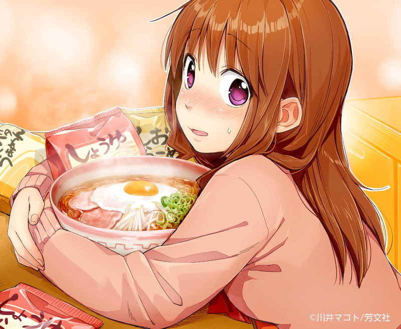 Anime, one person, women, food, cute, food and drink, smiling, happiness, portrait, Koufuku Graffiti, 1080P, healthy eating, childhood, profile view, ryou machiko
