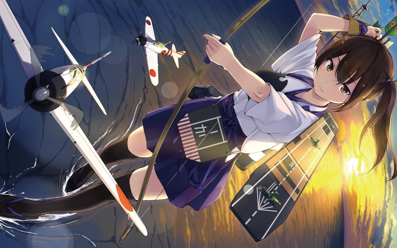 kaga aircraft carrier, 2K, warrior, girl, unasaka ryou