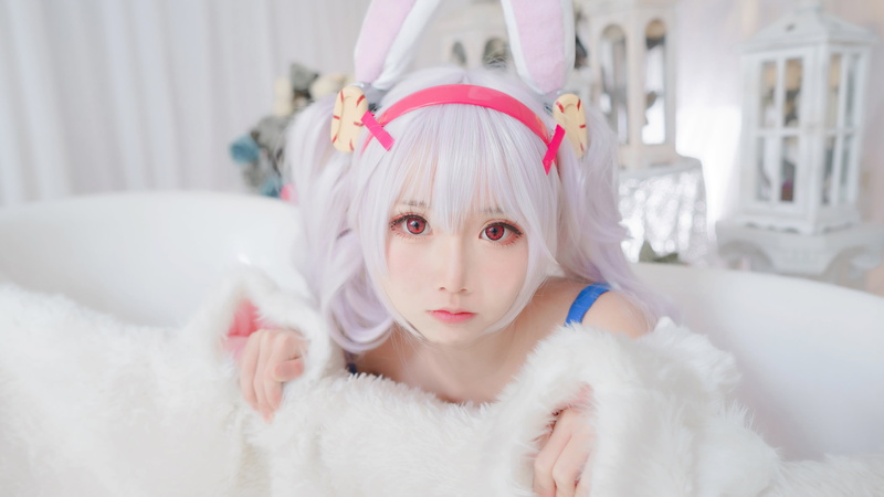 Zelizer Mbxer, cosplay, women, Asian, 4K, Laffey (Azur Lane), bunny ears