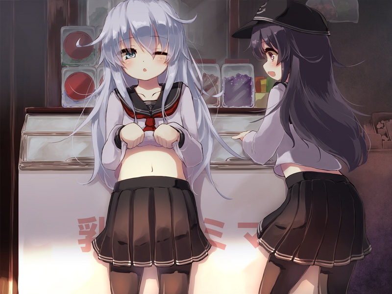 wink, collection, skirt, lift, 720P, gengetsu, kancolle, akatsuki, chihiro, hibiki, shirt, kantai