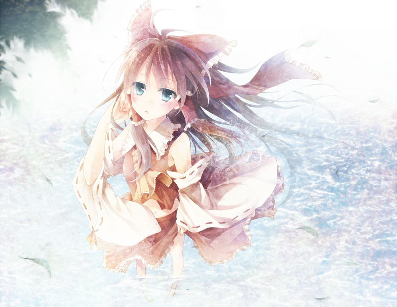 touhou, toosaka, eyes, hakurei, hair, 720P, reimu, lift, asagi, blue, skirt, brown, long