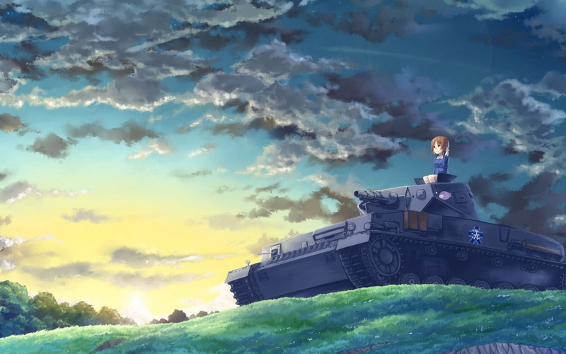 travel, sky, belief, anime girls, Nishizumi Miho, built structure, beauty in nature, day, building, 720P, tower, architecture, outdoors, building exterior