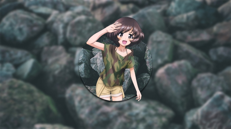 picture-in-picture, Akiyama Yukari, anime girls, brunette, dark eyes, 1080P, open mouth