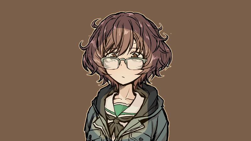 brown eyes, brunette, school uniform, Akiyama Yukari, Girls und Panzer, 1080P, glasses