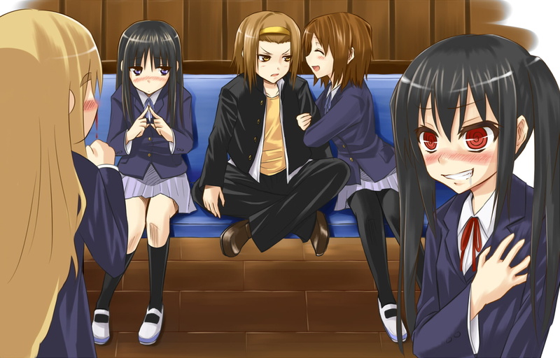 kneehighs, akiyama, nakano, tainaka, tsumugi, k on, mio, azusa, blush, seifuku, headband, kotobuki, suzushiro, hirasawa, 720P, yukari, yui, ritsu