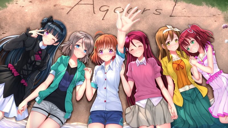 wet, gray hair, Love Live! Sunshine, redhead, anime, skirt, Watanabe You, blue eyes, yellow eyes, anime girls, short hair, Swordsouls, brunette, green eyes