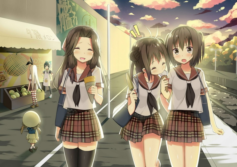 naka, shimakaze, sendai, sky, kantai, error, jintsuu, 720P, collection, musume, kancolle, dom, yuubari