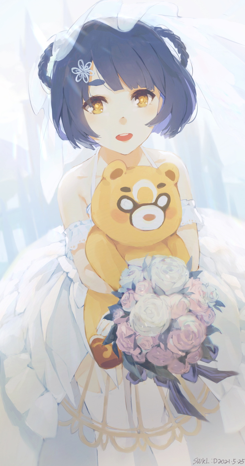 5K, anime girls, wedding dress, Xiangling (Genshin Impact), Genshin Impact, SWKL