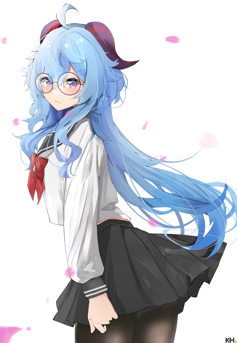 Ganyu (Genshin Impact), 2K, anime girls, school uniform, Genshin Impact