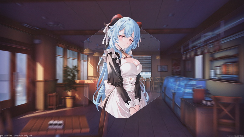 picture-in-picture, 4K, Genshin Impact, Ganyu (Genshin Impact), anime girls, anime, Genshin