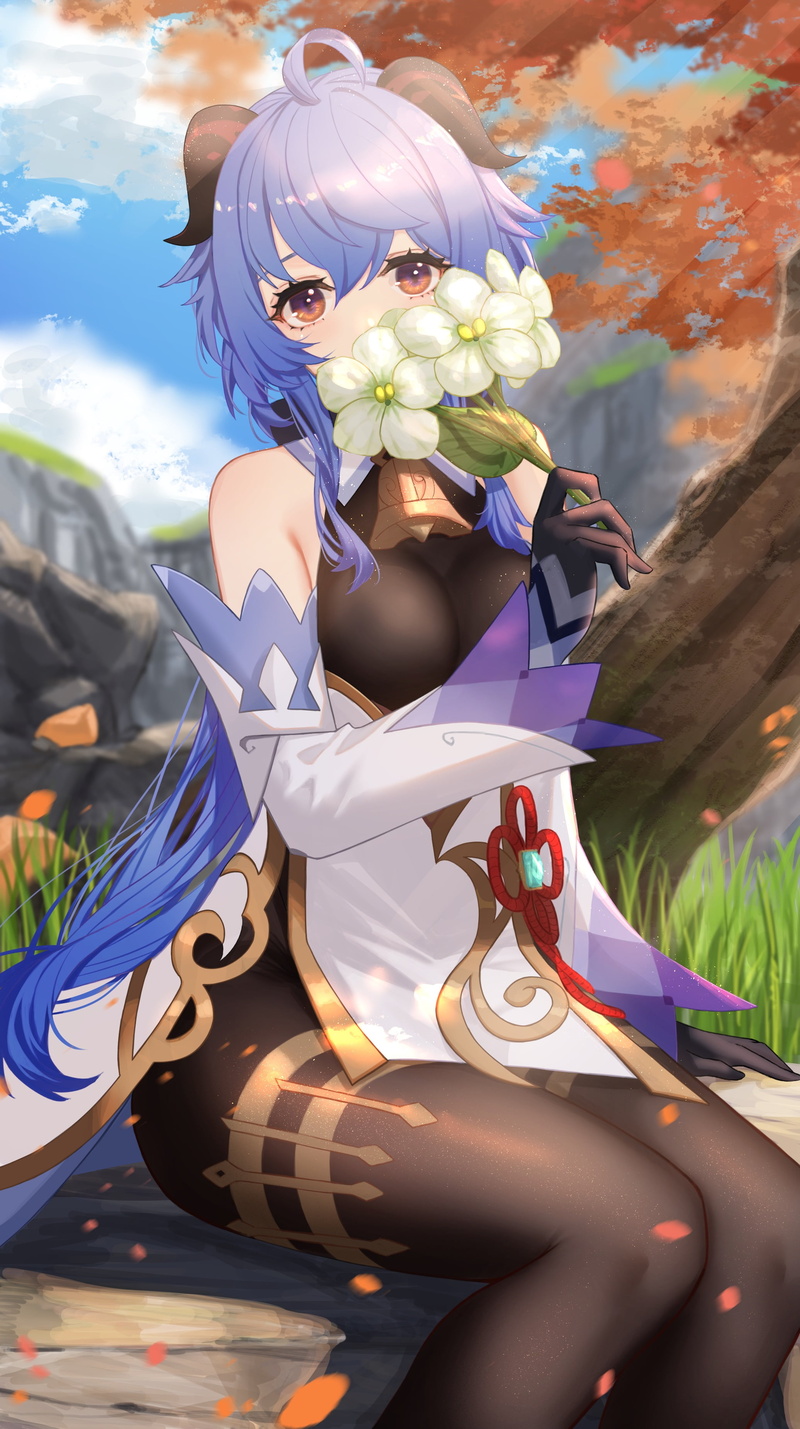 Ganyu (Genshin Impact), Genshin Impact, thighs, bodystockings, 2K, anime girls