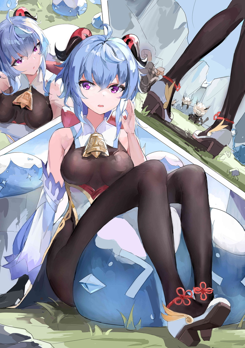 4K, Genshin Impact, thigh-highs, Ganyu (Genshin Impact), anime girls, thighs, bodystockings