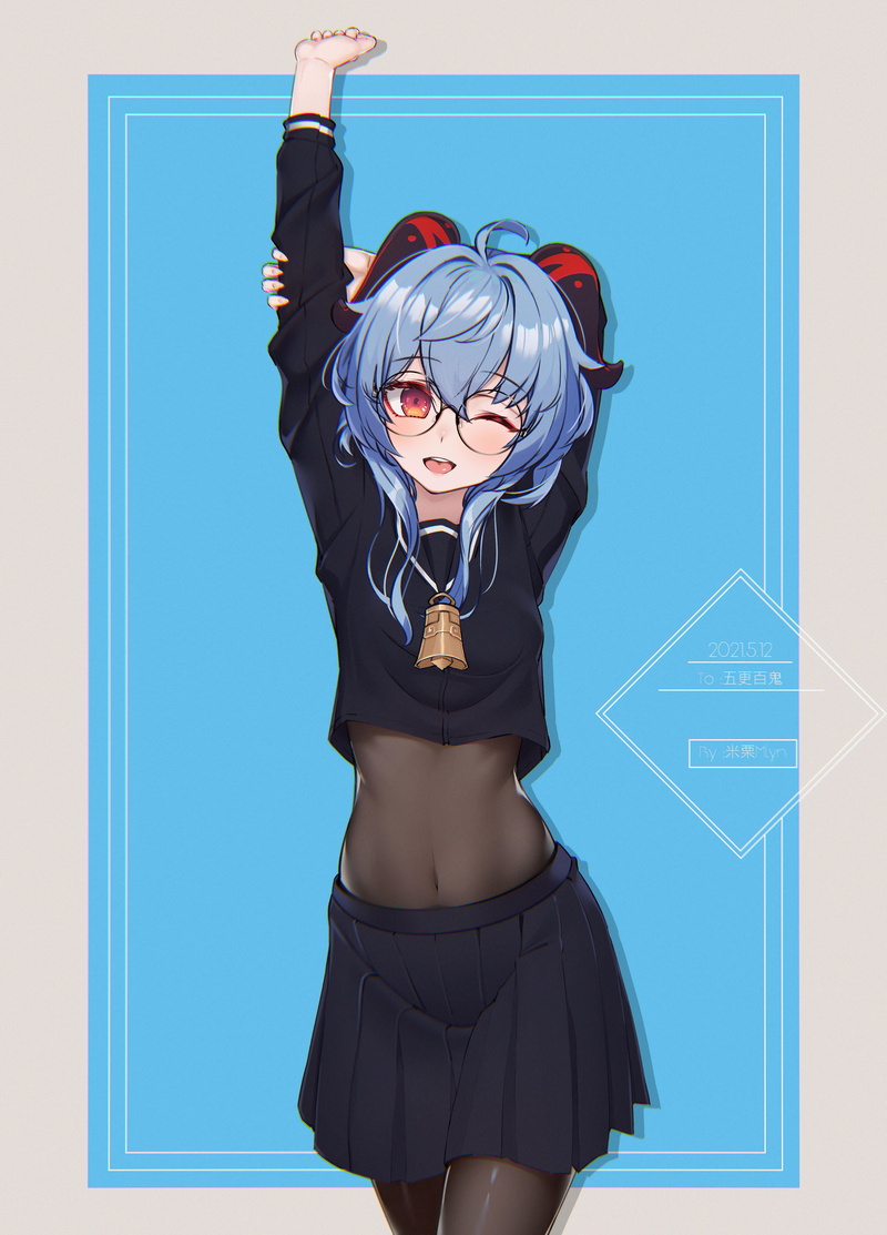 4K, school uniform, Ganyu (Genshin Impact), anime girls, Genshin Impact, bodystockings