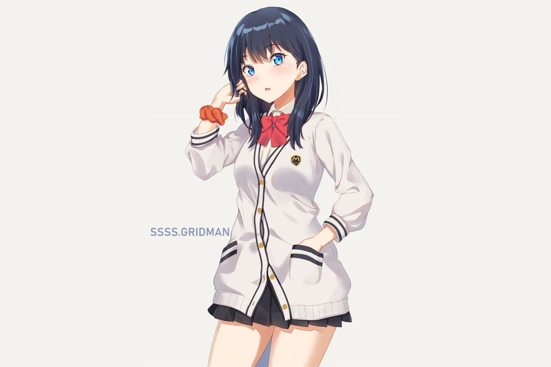 simple background, Takarada Rikka, SSSS.GRIDMAN, 1080P, anime girls, simple, anime