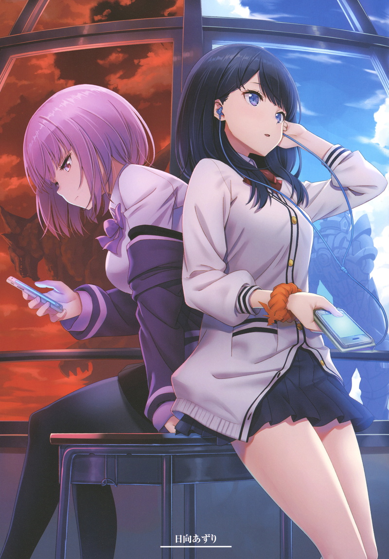 4K, anime girls, anime, miniskirt, Takarada Rikka, SSSS.GRIDMAN, Shinjou Akane
