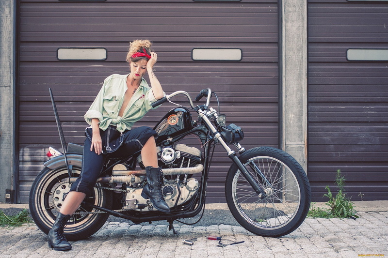 women, 1080P, boots, model, motorcycle, women with bikes
