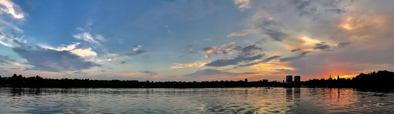 lake, sky, outdoors, kayak, scenics - nature, plant, romania, water, environment, bucharest, panoramic, cloud - sky, sunset, tree, clouds, tranquility