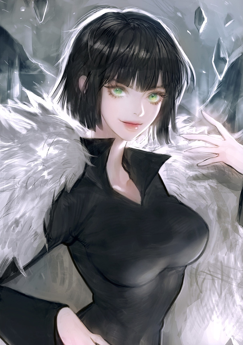 beauty, beautiful woman, adult, digital composite, women, illustration, studio shot, waist up, close-up, standing, One-Punch Man, anime girls, females