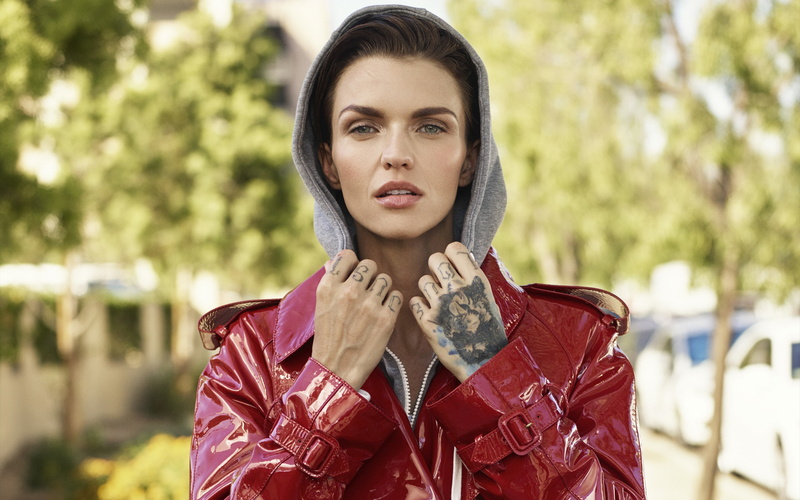 zip, women, jacket, s, Ruby Rose, patent, 5k, leather, red, photo, 4K